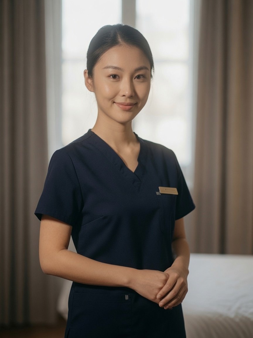 Outcall massage therapist ready to begin a Las Vegas hotel room massage session