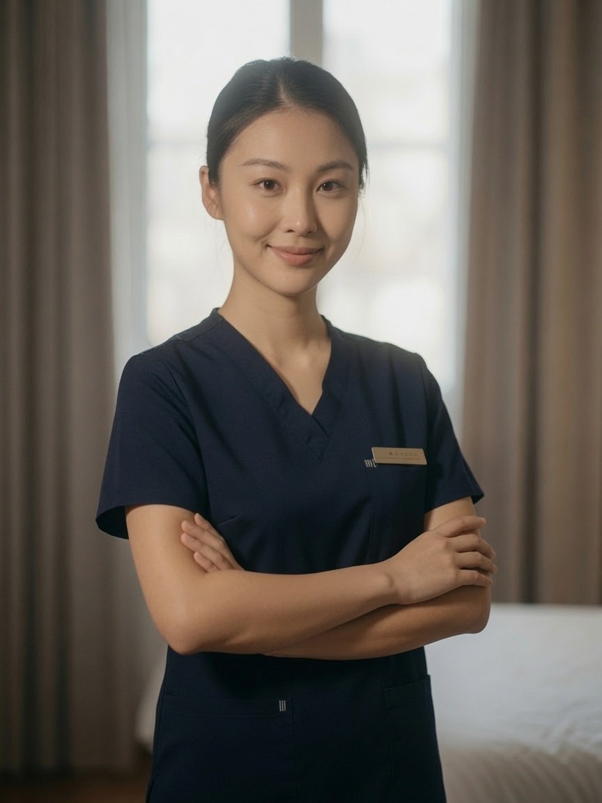 Professional Asian massage therapist providing outcall service in a Las Vegas hotel room
